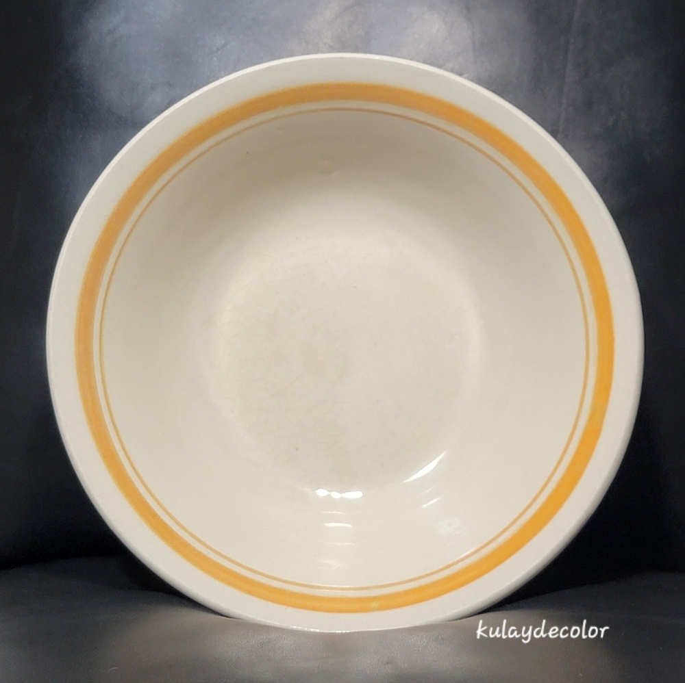 Vintage Stoneware Prinetti 9" Bowl Gold Orange Band Ring Stripe Replacement Bowl